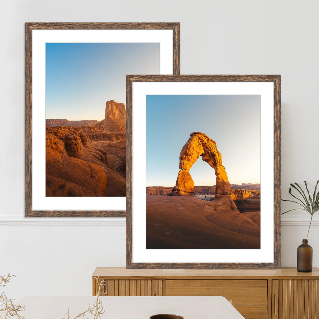 20x24 Picture Frame Set of 4, 20 x 24 Rustic Brown Wood Style