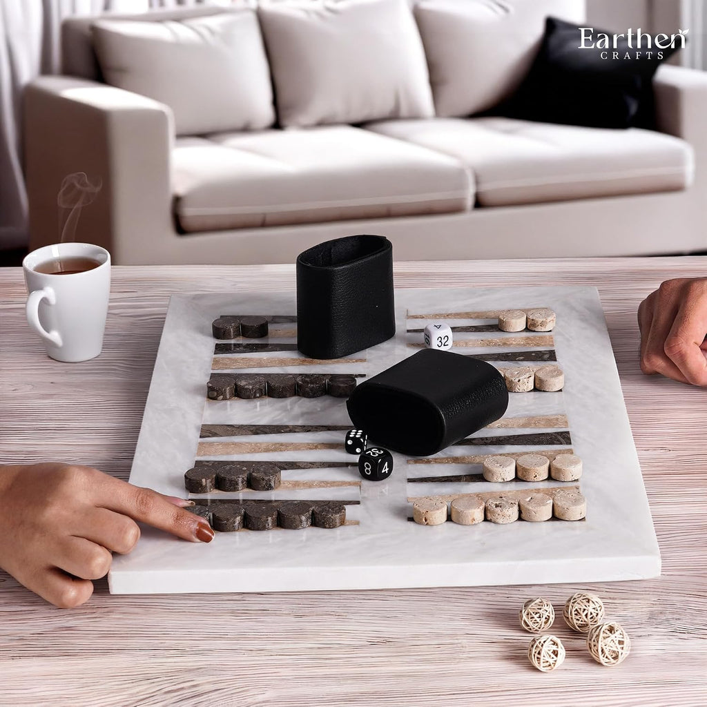Marble Backgammon Set 16 Inch White Board