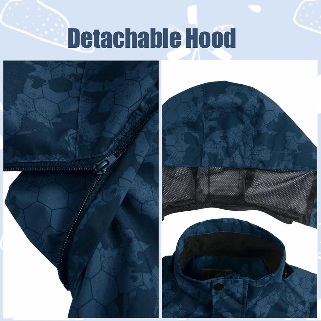 Boys Rain Jacket, Girls Raincoat Waterproof Lightweight Windbreaker Coats for Kids