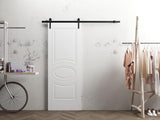 Mela 7001 | Interior Single Sliding barn Door, no Glass, MDF, 42x84, White, Classic Style | Hardware
