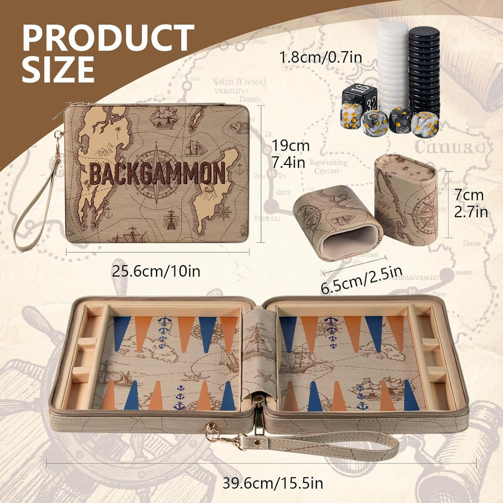 Backgammon Game Set for Adults 2 Players - Folding