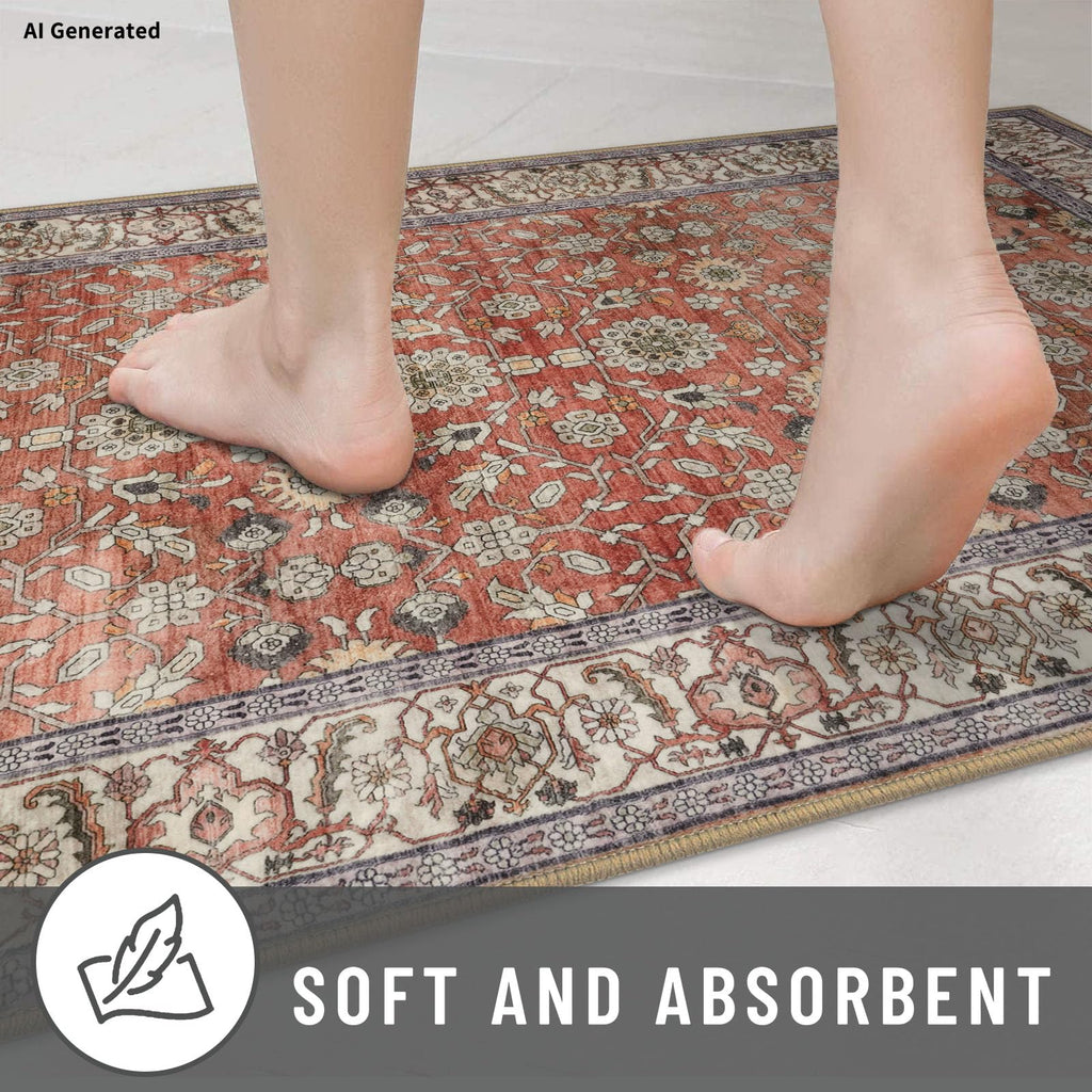 8x10 Area Rugs Washable Large Rug Red Clay
