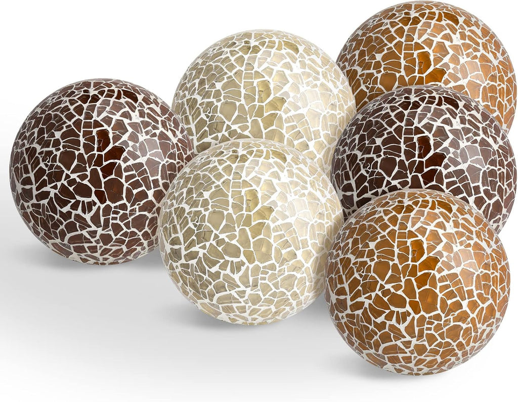 6 Pcs Mosaic Sphere Balls Decorative for Bowls, Mosaic Glass Balls Decorative Orbs Table Sphere Decor Centerpiece for