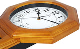 Traditional Schoolhouse Solid Wood Pendulum Wall Clock Chimes Hourly with Westminster Melody Chime (Natural Wood w/Westminster Chime)...