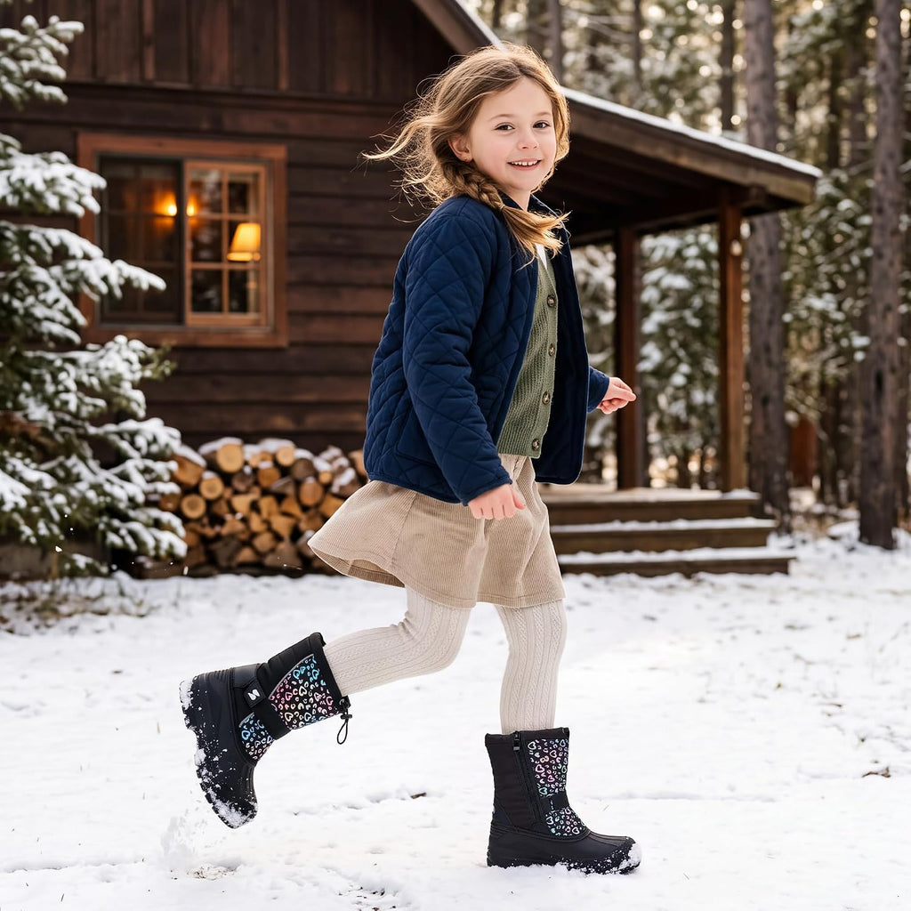 Kids Snow Boots Boys Girls Waterproof Zipper Winter Boots