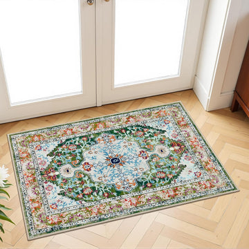 2'x10' Boho Hallway Runner Rug Non Slip Washable Runners,Green