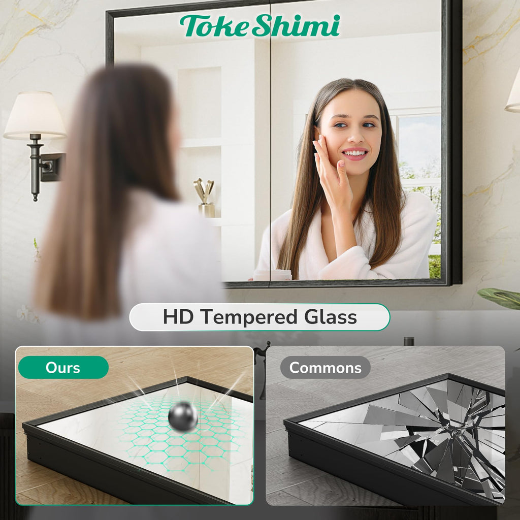 24 x 32 Black Medicine Cabinet with Mirror, Assembly Required, Bathroom Mirror Medicine Cabinet Wall Mounted