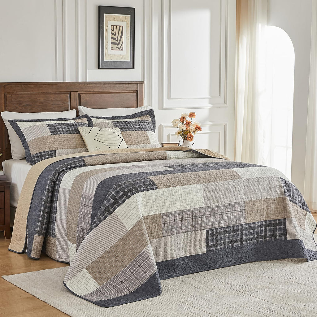 100% Cotton King Bedspread 120"x120", Oversized Quilt Set