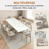 63"-79" Extendable Dining Table for 6-10 People, Modern Rectangle Extendable Kitchen Table with Gold Faux Marble