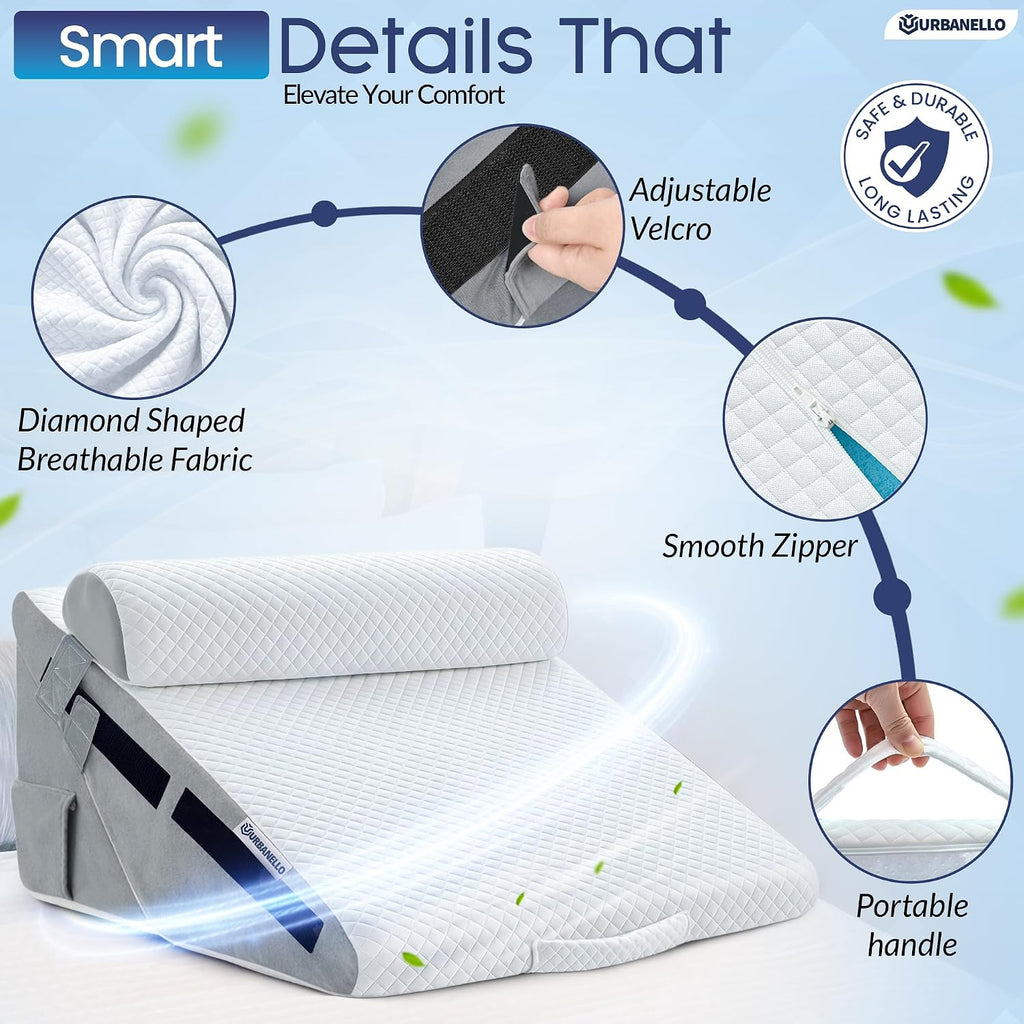 3pcs Adjustable Wedge Pillow Set for After Surgery, Orthopedic Pillow for Acid Reflux, Snoring & Sleeping Problems