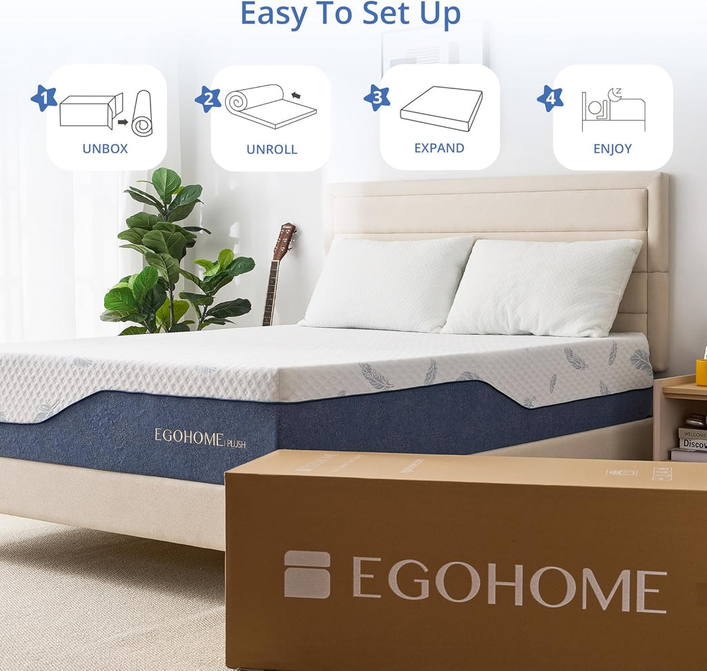 Queen 12" Gel Cooling Memory Foam Mattress Fiberglass Free Medium | Back Pain Relief, Breathable Removable Cover