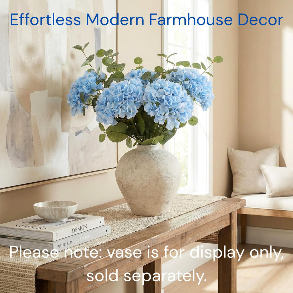 Blue Hydrangea Artificial Flowers Arrangement, Blue Home Decor