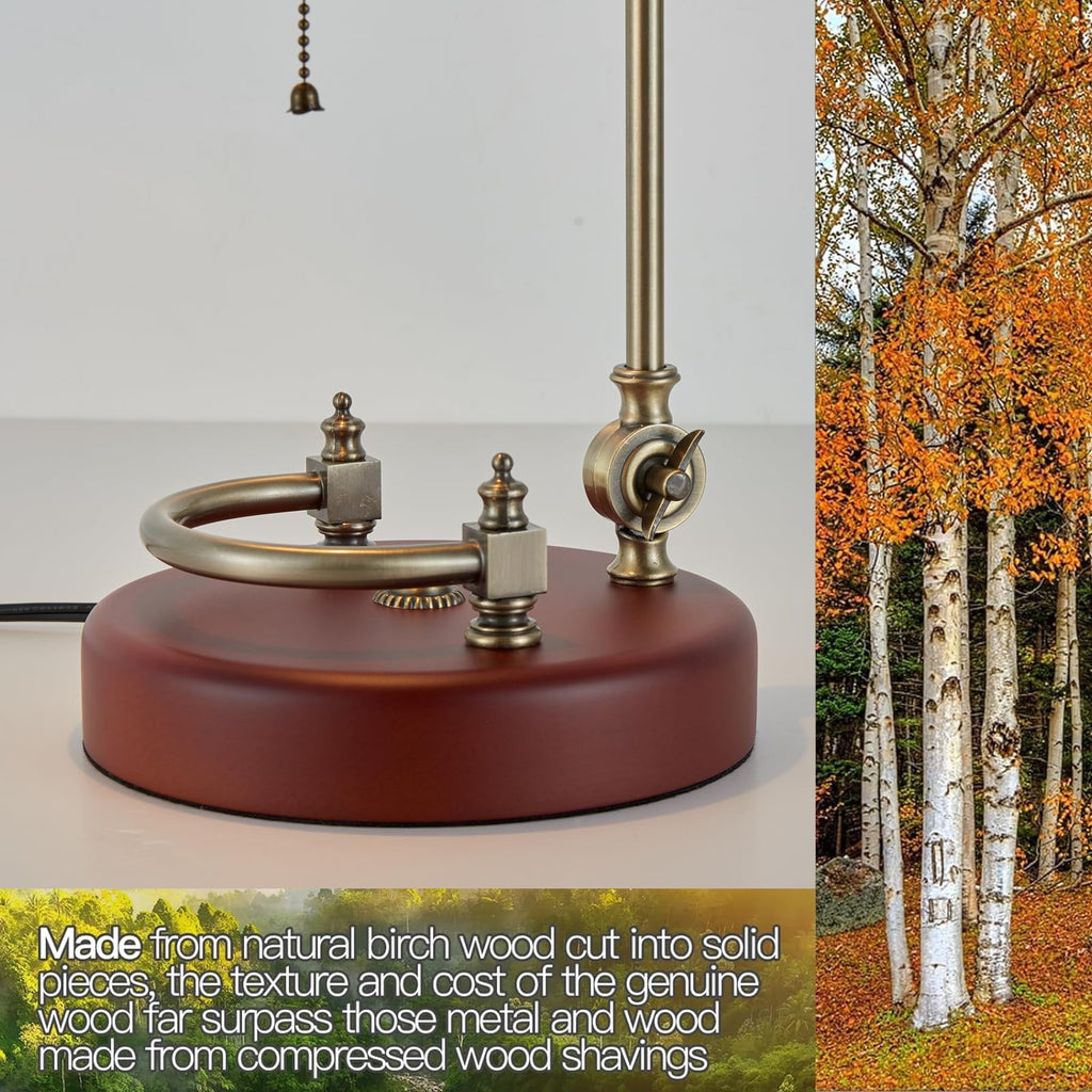 Bankers Lamp Traditional Orange Desk Lamp Solid Wood Pull Chain Switch