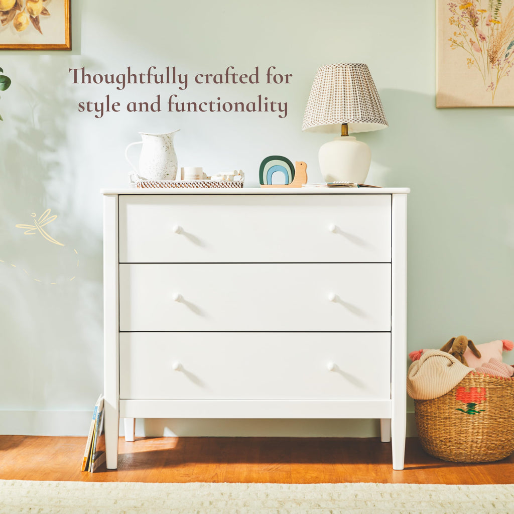 Clover 3 Drawer Dresser, White/Whitewash Natural