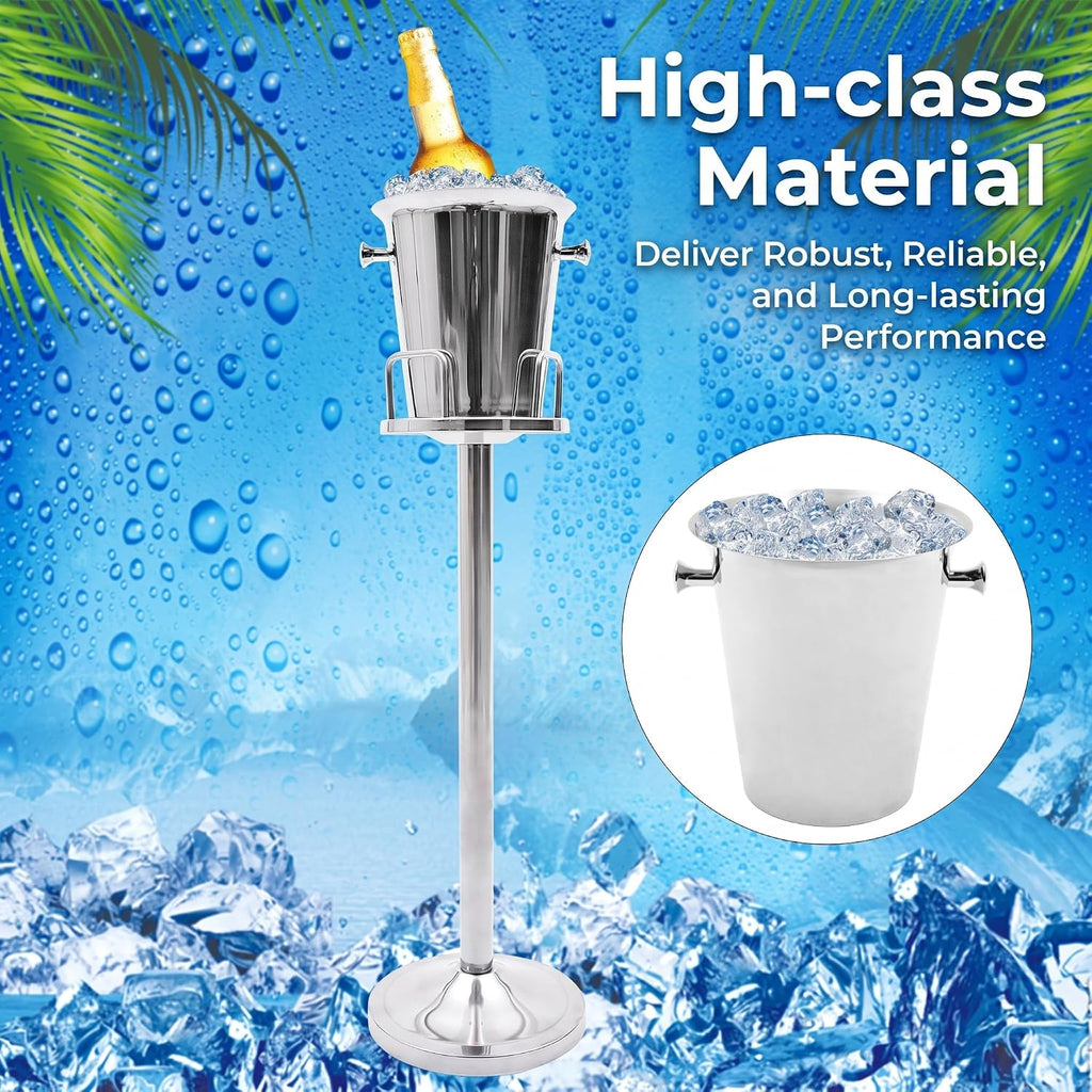 Ice Bucket with Stand, Stainless Steel Standing Champagne Buckets