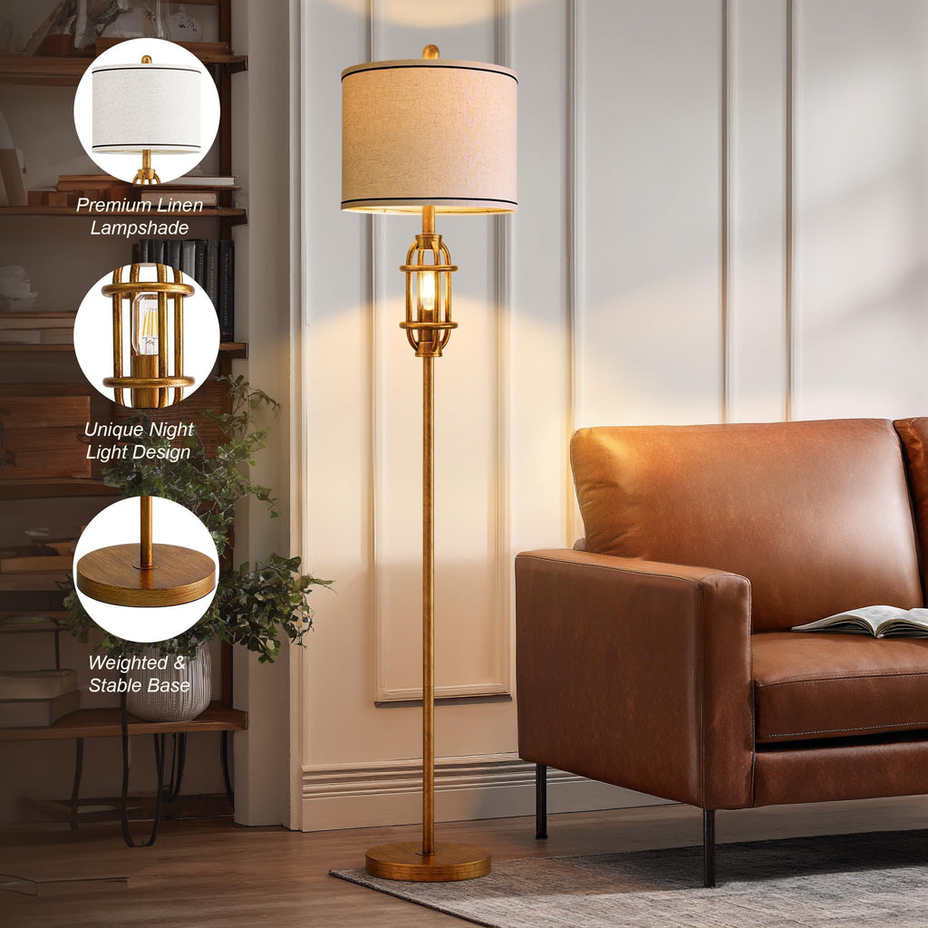 Floor Lamps, 62.5'' Farmhouse Tall Lamp with 2 Light Source