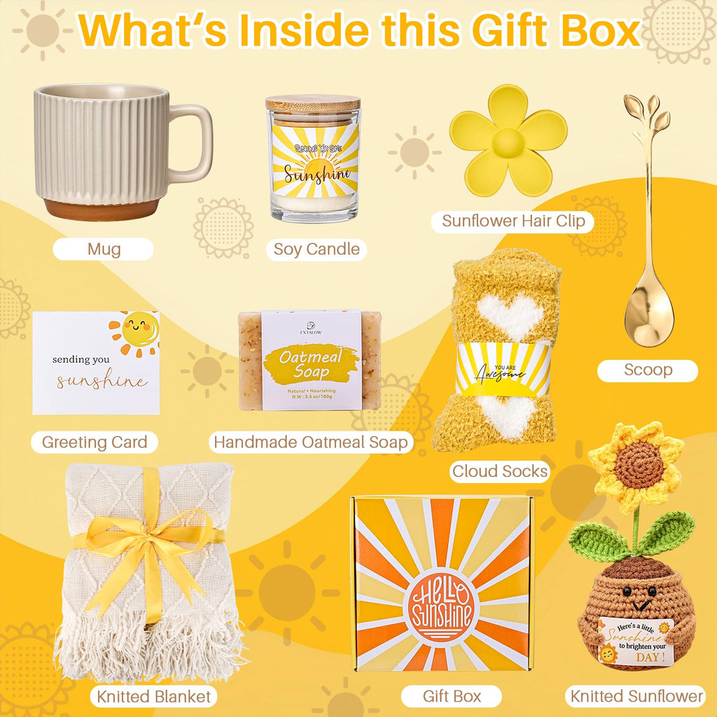 Birthday Gifts for Women, Sending Sunshine Sunflower Get Well Soon Baskets