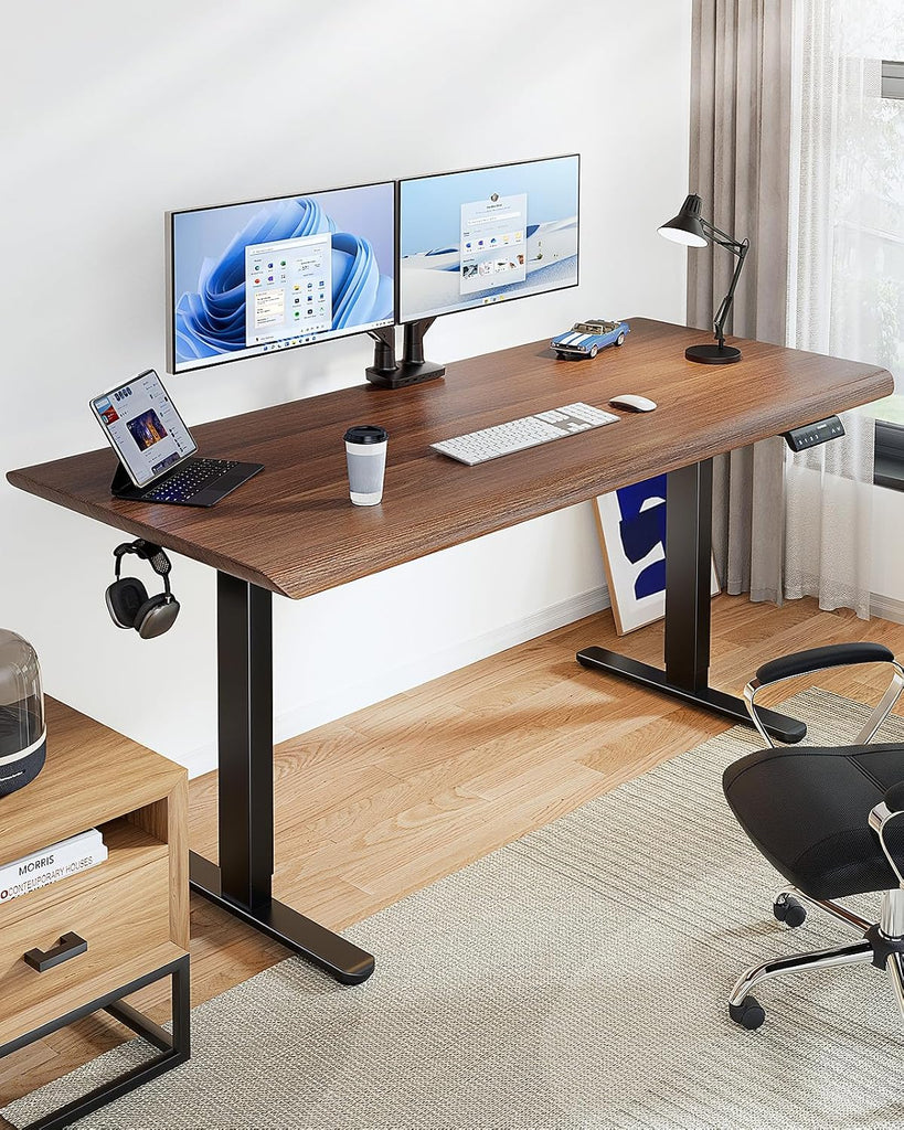 Dual Motor Electric Standing Desk Frame, 265 lb Capacity, Black | T-Shaped Legs Fit Desktops Up To 90 X 31.5 Inches;