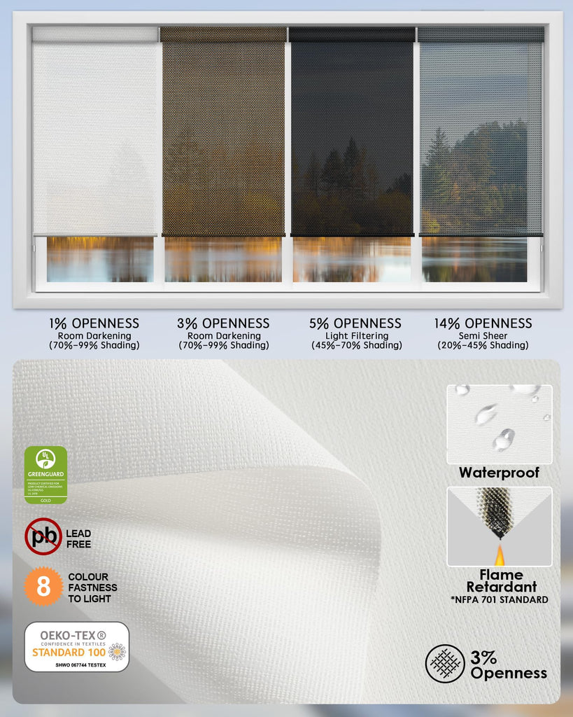 Smart Solar Shades, Flame Retardant Motorized Blinds with Remote