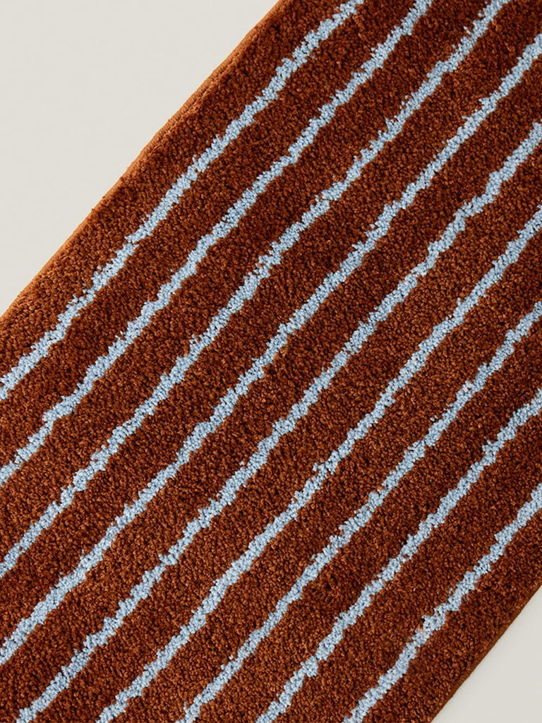 2.5'-Caramel Stripe Small Rug, Bath Mat Machine Wash, TPR Non-Slip
