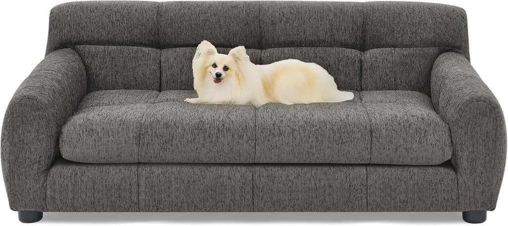 Dog Couch Bed, Memory Foam Sofa for Dogs with Backrest and Armrest, Durable Pet Sofa with Soft Cushion, Elevated