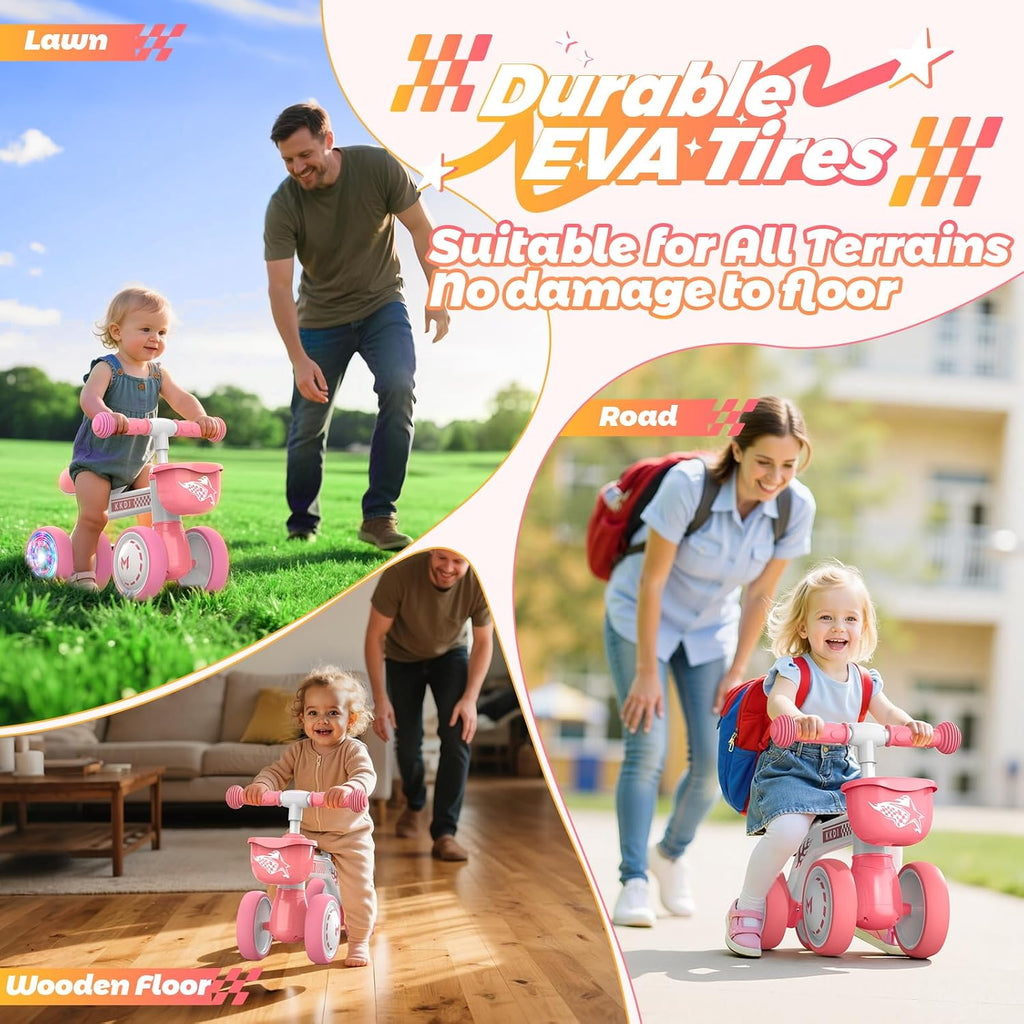 Baby Balance Bike Ride on Toys for 1 2 Year Old, Pink Toddler Bike, First Birthday Gifts for 1 2 Year Old Girls, Baby
