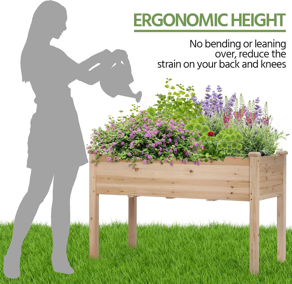 Raised Garden Bed 2Pcs Elevated Wood Planter Box Outdoor, Wood | Fir wood with black non-woven fabric liner offers