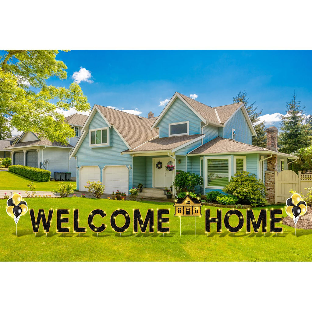 14 Pcs Welcome Home Yard Sign with Stakes LED Light 12.6" Welcome Home Lawn Sign Outdoor Yard Letters Decorations