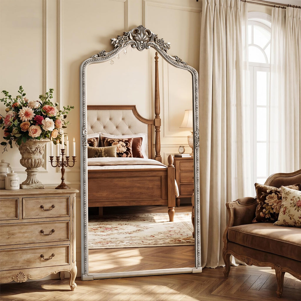 81x41 Inch Silver Arched Full Length Floor Mirror