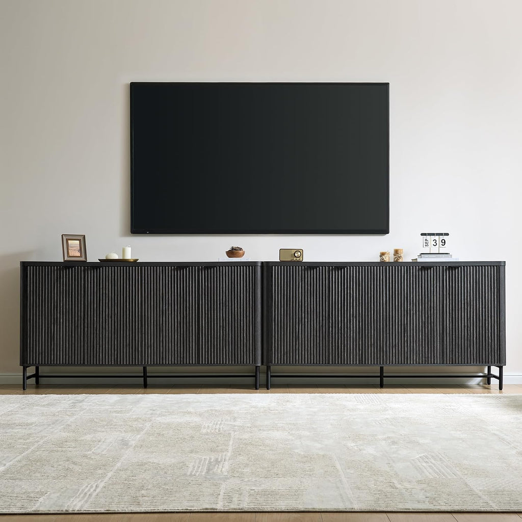 65" Buffet Cabinet with Storage, Fluted Credenza Sideboard with 4 Doors & Adjustable Shelves, Large Coffee Bar