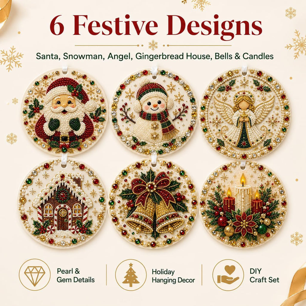 DIY Pearl & Gem Christmas Ornament Collection (Santa Claus)
