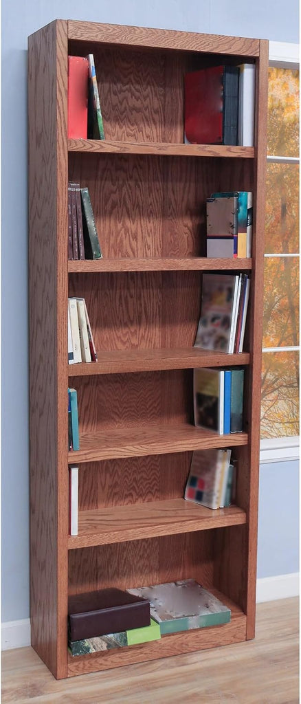 84" Traditional Wood Bookcase with 4 Adjustable Shelves & 2 Fixed Shelves, Assembly Required, for