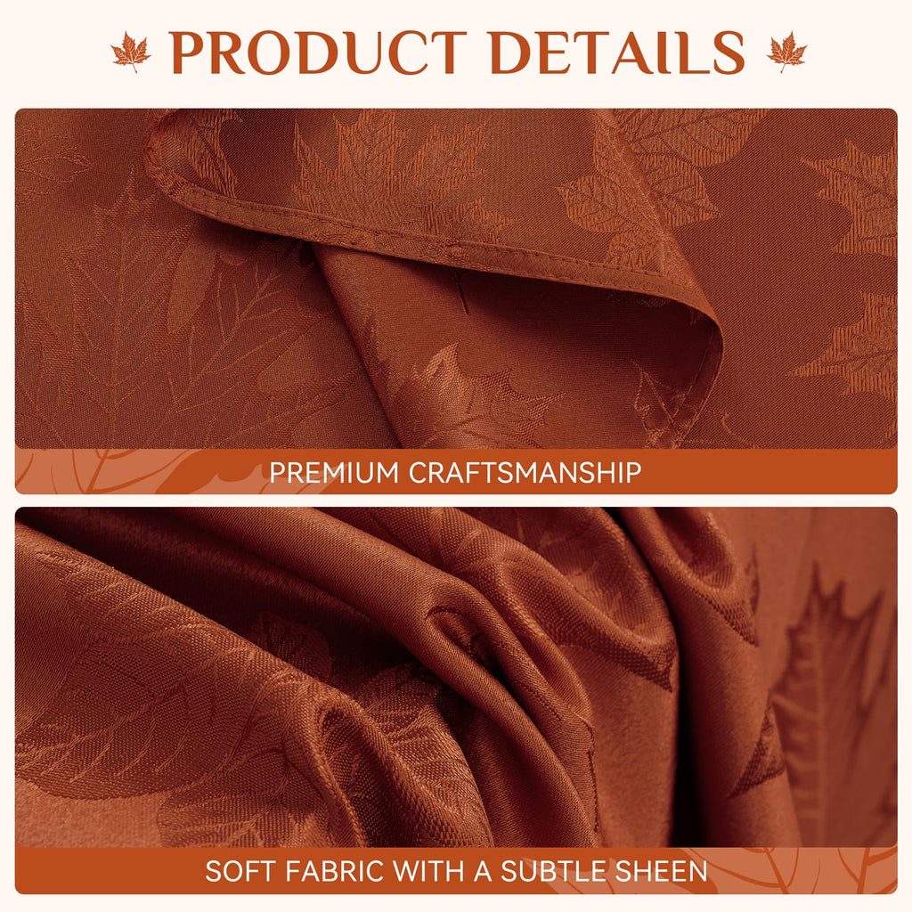 Fall Jacquard Rectangle Tablecloth, 60 x 120 Inch Rust
