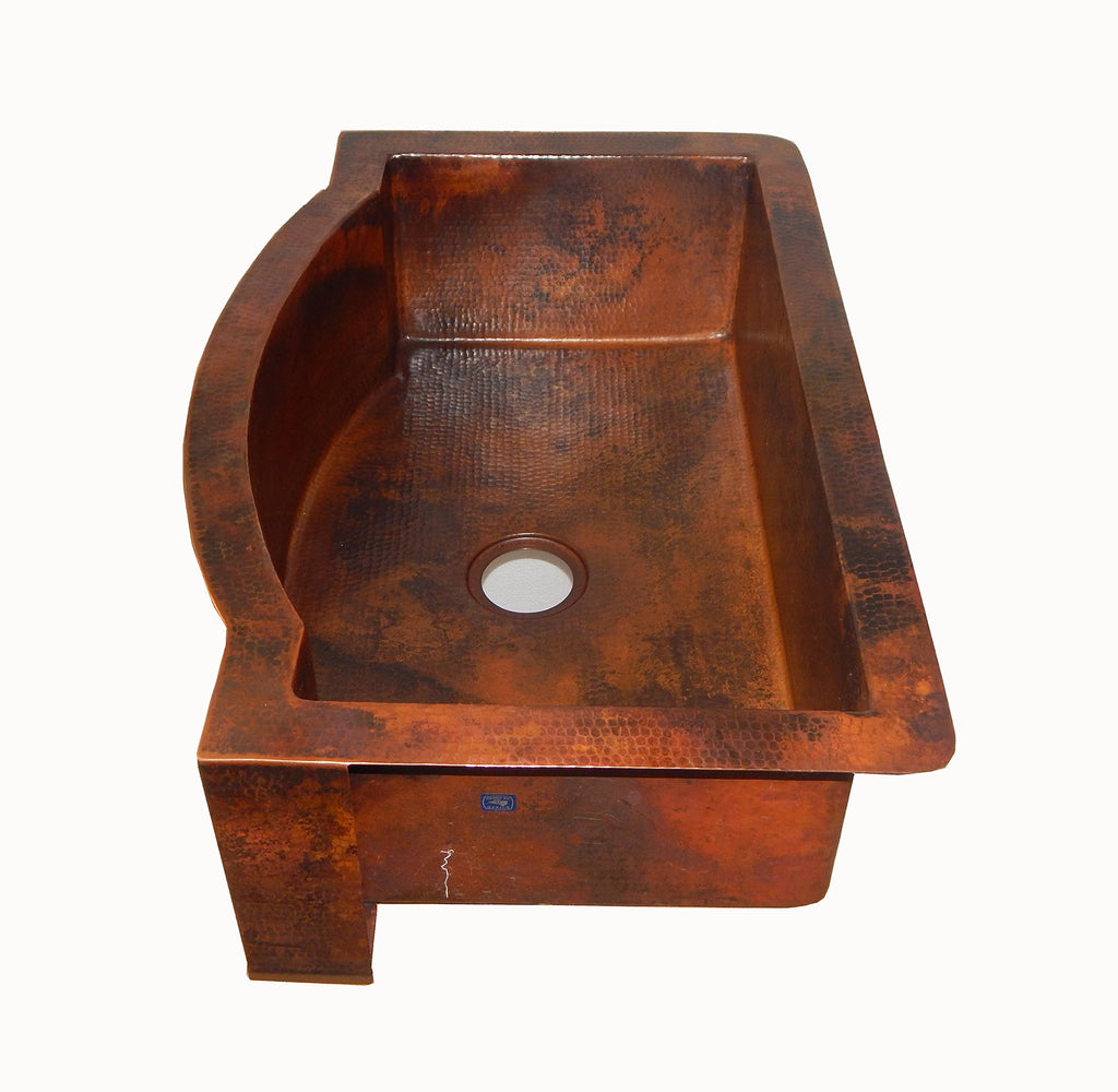 Apron Front Farmhouse Kitchen Single Bowl Mexican Hand Hammered Copper Sink