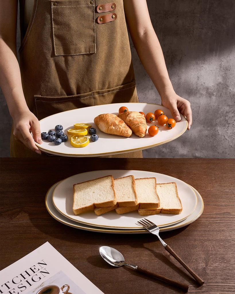 Serving Platters Set of 3 Sizes - Oval, Matte White