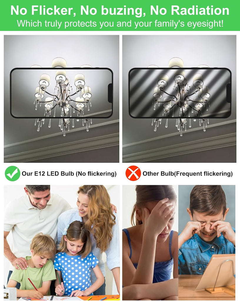 E12 9W 6000K LED Candelabra Bulbs 100w Equivalent 1200lm 6Pack