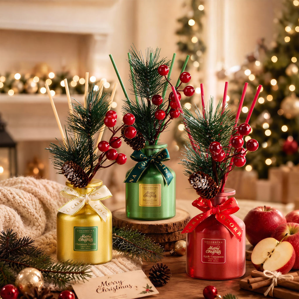 Christmas Reed Diffuser Set, Balsam & Cedar, 4.06 fl oz