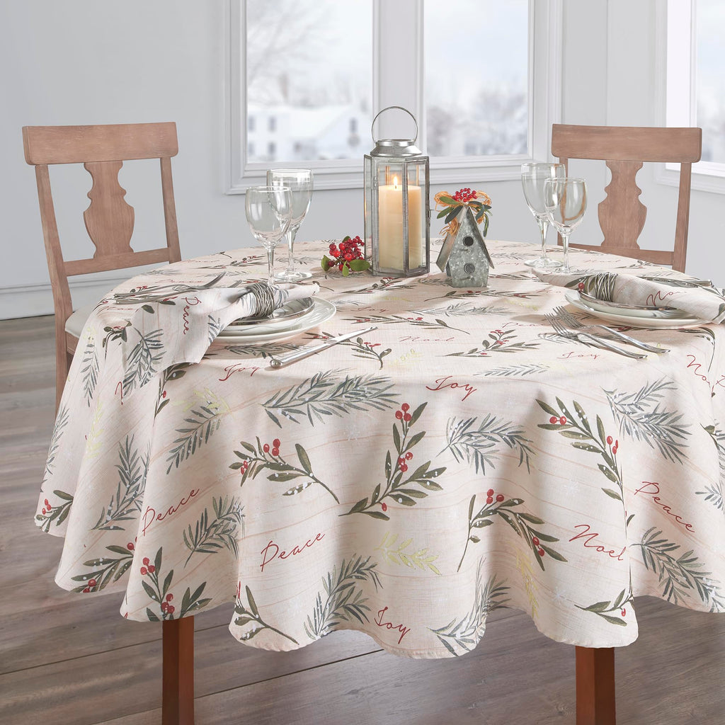 Holiday Tree Trimmings Tablecloth, Multicolor - 60"W x 84"L Oval