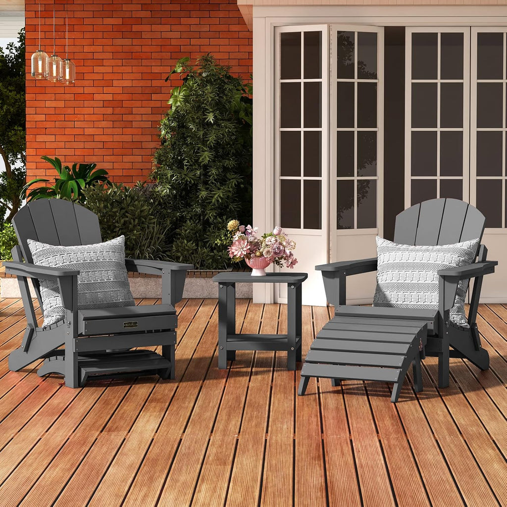 Folding Adirondack Ottoman for Adirondack Chair, No-Assembly Weather Resistance Outdoor Footstool, High Impact