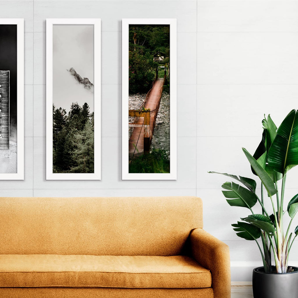 8x24 Picture Frame White, Panoramic Picture Frame for Wall Decoration, Classic Black Minimalist Style Suitable for