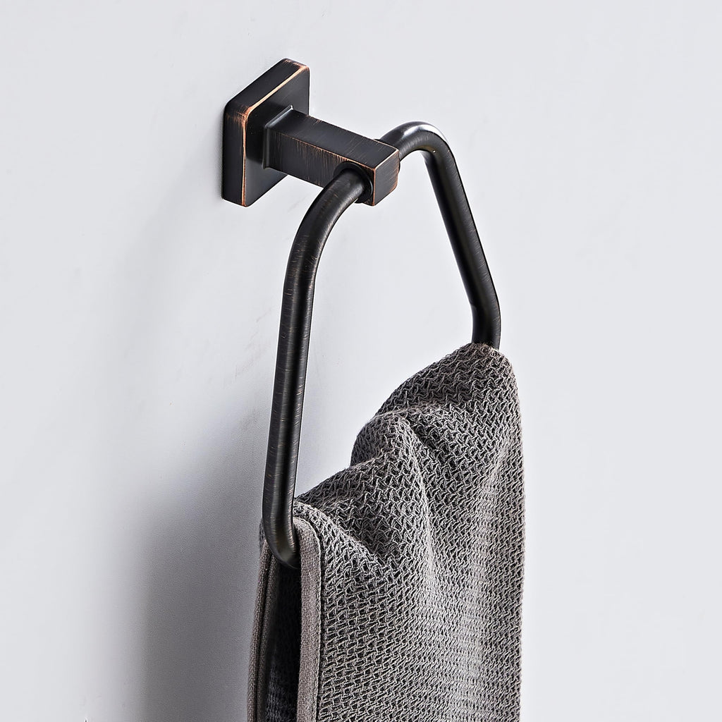 Oil Rubbed Bronze Towel Ring 2 Pack, Kitchen Bath Towel Holder Hangers Wall Mount Heavy Duty Stainless Steel