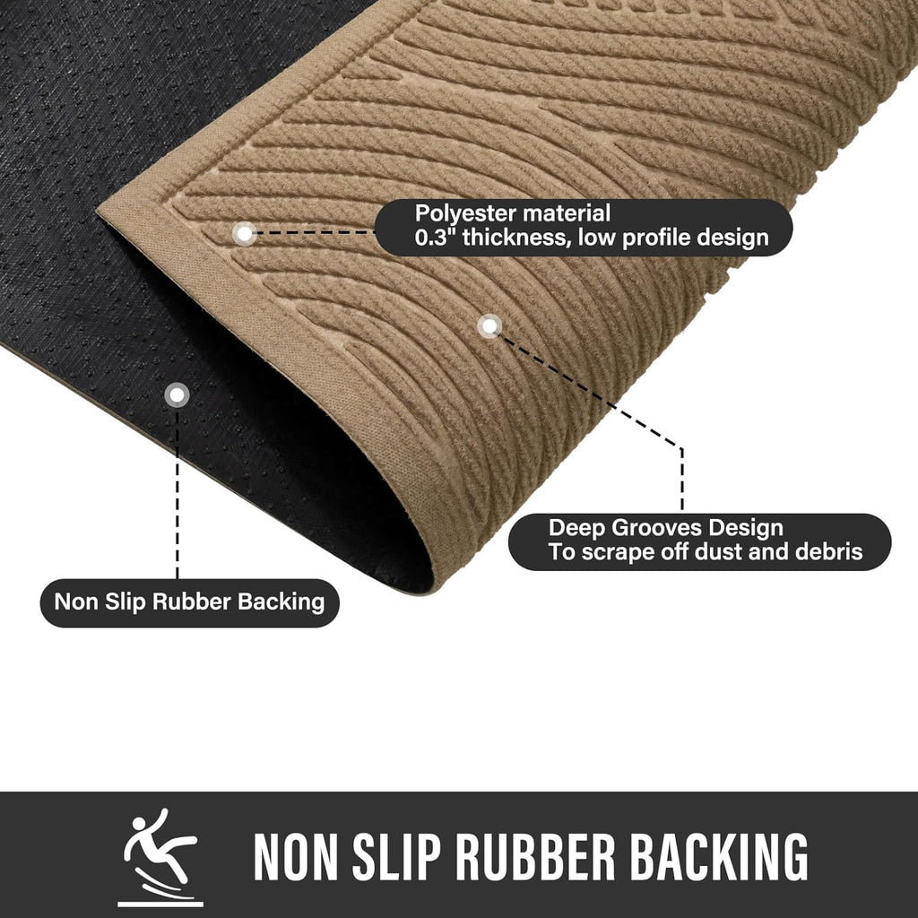 Sturdy Front Door Mat, Absorbent Muddy Dirt Resist Welcome Door Mats Outdoor Indoor, Stain and Fade Resistant
