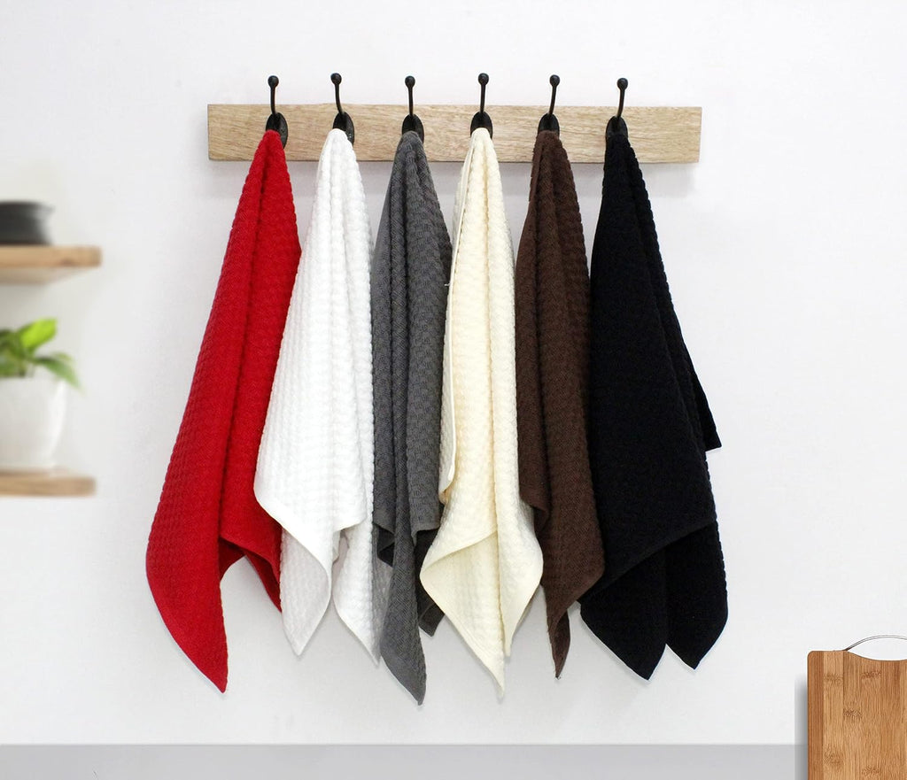 Amazing Kitchen Towel - 12 Pack 100% Cotton Waffle Terry Towel | Charcoal - 16x28 Euro Café Waffle Weave Dish Towels