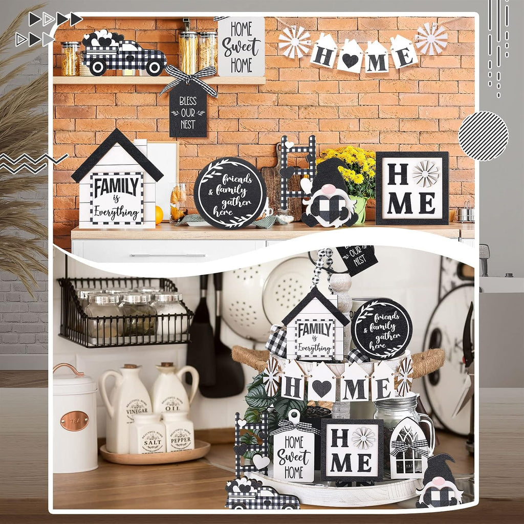 Summer Tiered Tray Decor Home Wooden Sign Set - Set of 15