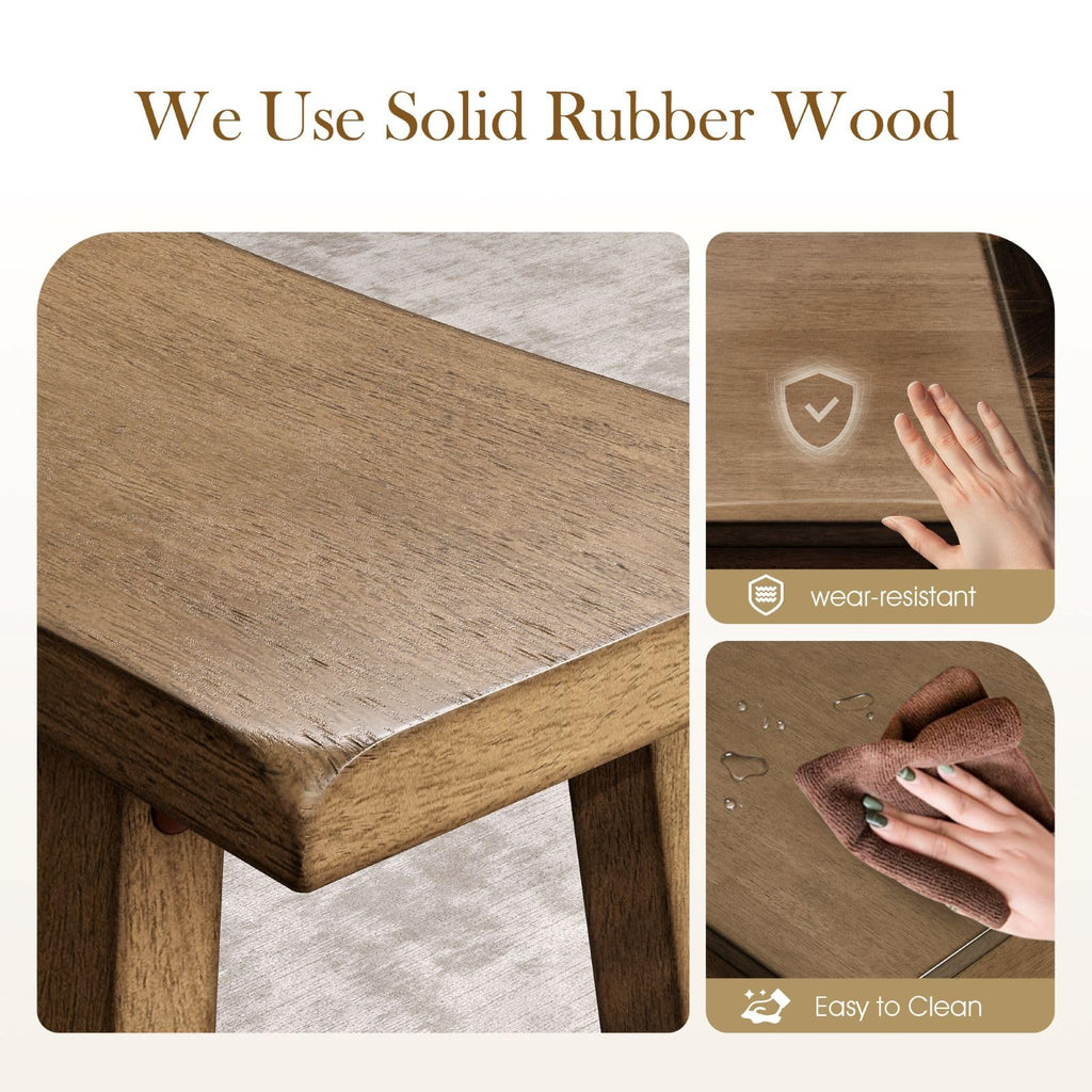Solid Wood Counter Height Table and Chairs, Rustic Caramel