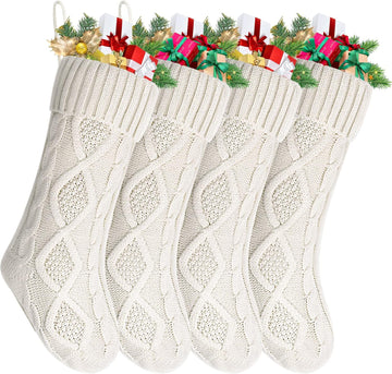 18 In Christmas Stockings Large Christmas Stockings with DIY Name Tags White Cable Knitted Xmas Stockings Classic