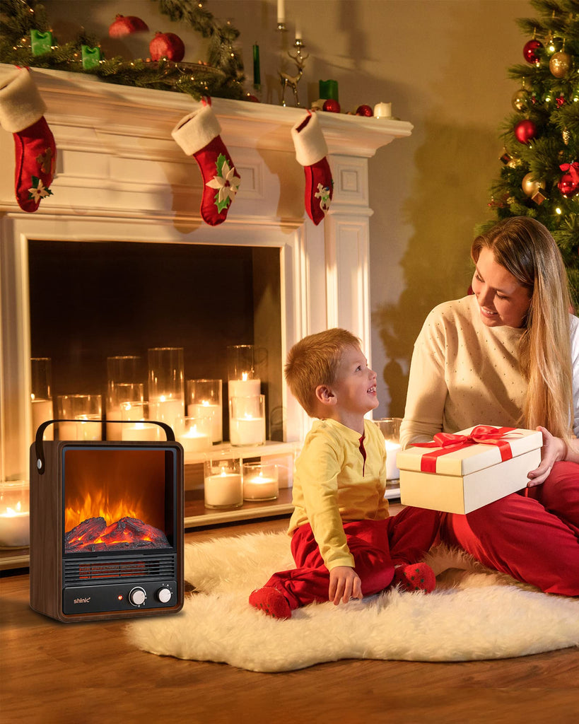 Electric Fireplace Heaters for Indoor Use, 1500W Space Heater with Crackling Sound & 3D Realistic Flame, Safety