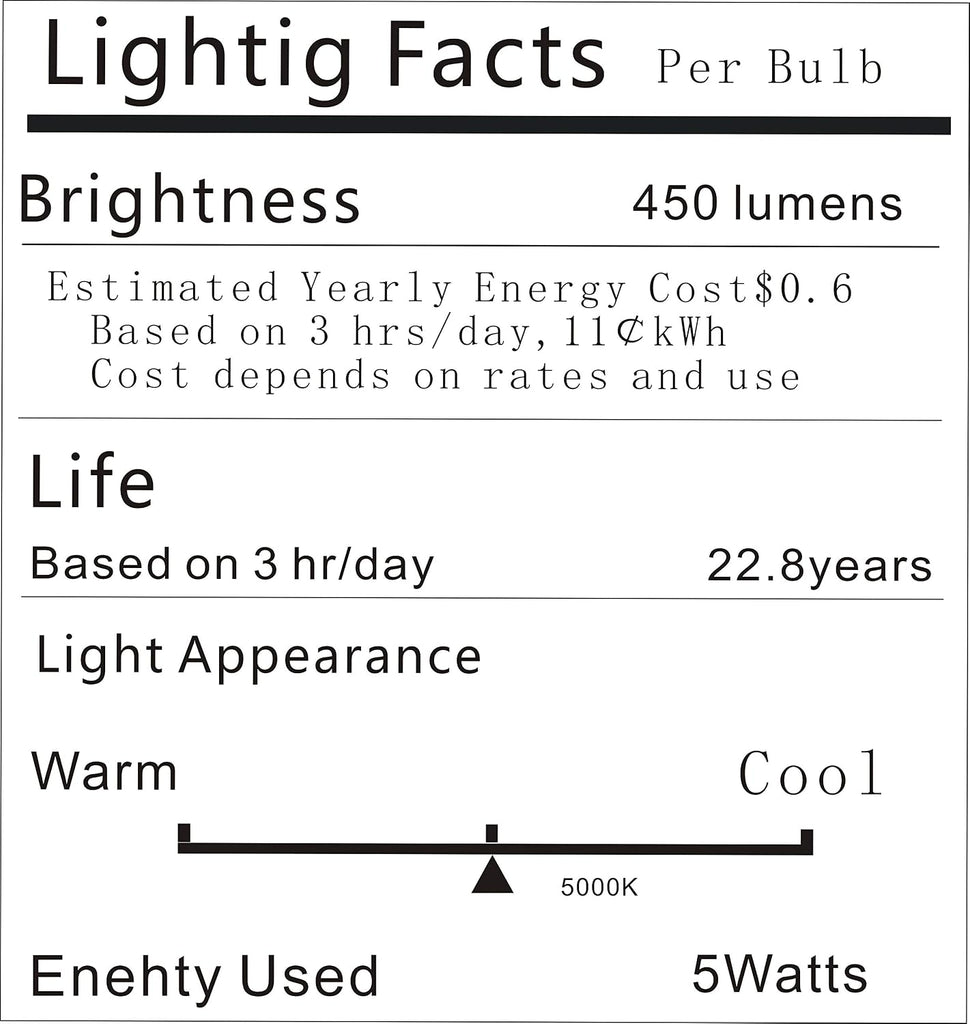 LED Refrigerator Light Bulb 40W Equivalent 120V A15 Fridge Waterproof Bulbs 5 W Daylight White 5000K E26 Medium Base