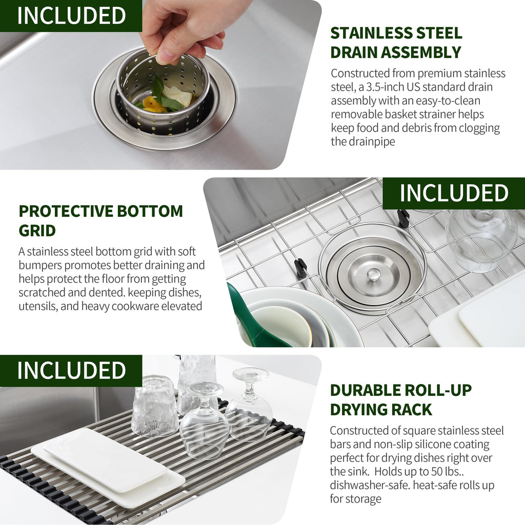 25-inch Undermount Kitchen Sink, Stainless Steel Single Bowl