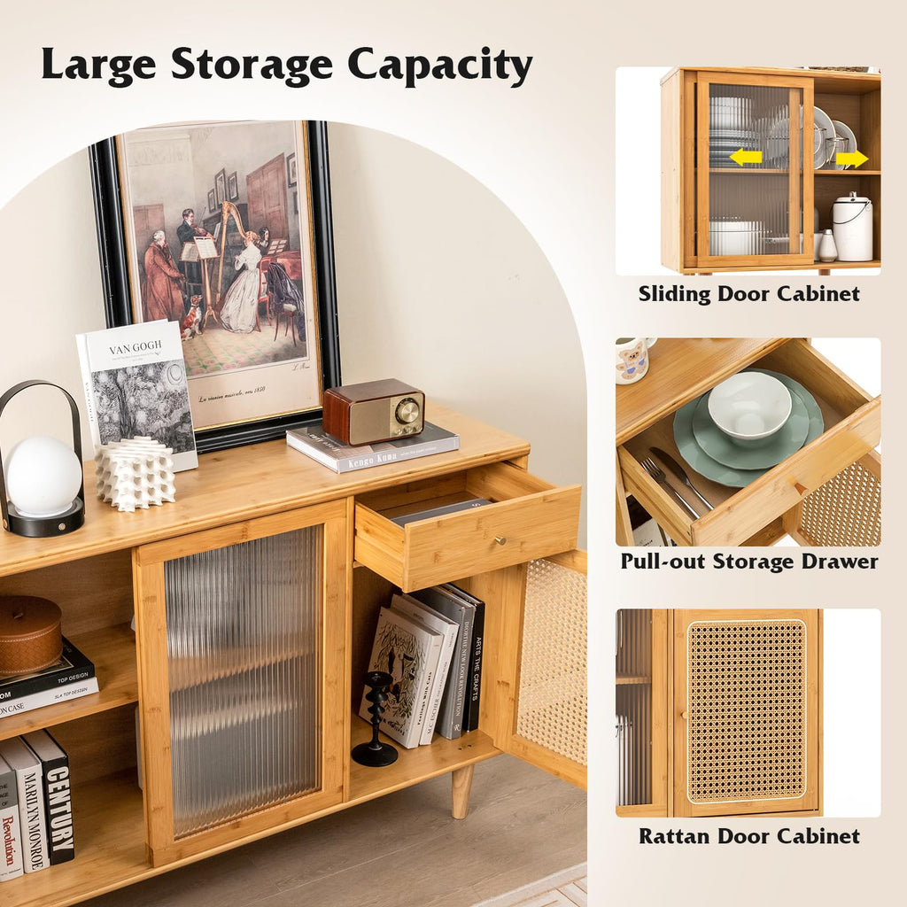 Modern Buffet Cabinet, Boho Coffee Bar Cabinet